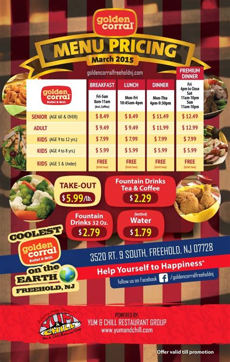 golden corral menu for saturday.